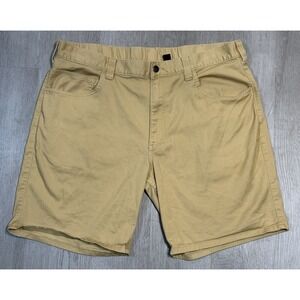 Carhartt Canvas Relaxed Fit Shorts Men's Size 38 Khaki Cotton 8" Inseam Stretch